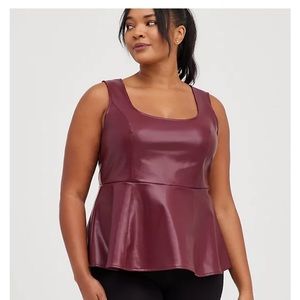PEPLUM FAUX LEATHER TOP Torrid 3 NWT
